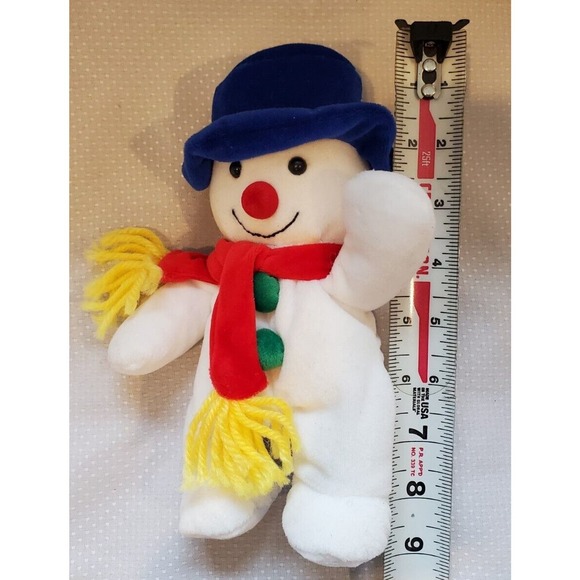 Main Joy Limited 8" Stuffed Plush Snowman Blue Hat Red Nose Toy - Picture 6 of 8